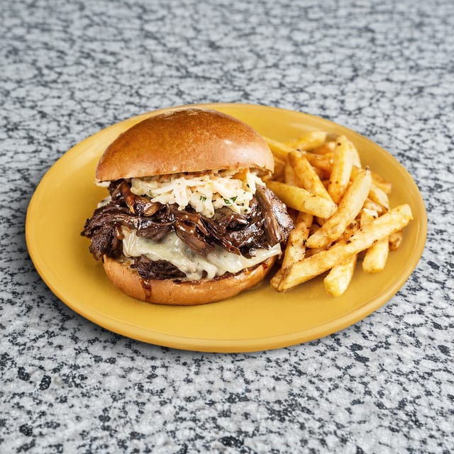 Honey Stout Shortrib Sandwich.