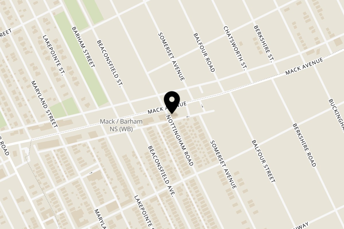 Map showing the location of Alma Kitchen on 15402 Mack Ave in Grosse Pointe Park